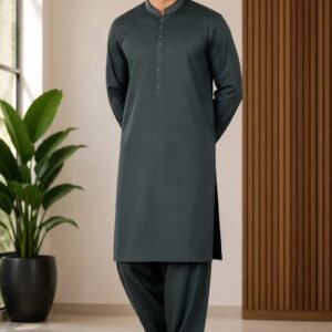C-10148 Premium Mens Embroidered Kameez Shalwar/Trouser - S / GREEN / Shalwar