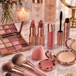 Luxury Rose Gold Vanity Makeup Collection & Accessories